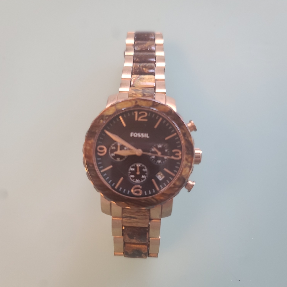 Fossil Women's Rose Gold tone and Tortoiseshell watch